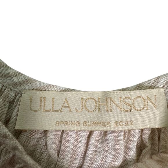 Ulla Johnson Paloma Ruffle Top in Sand Stripe Linen Women’s Size 6 - Picture 5 of 8